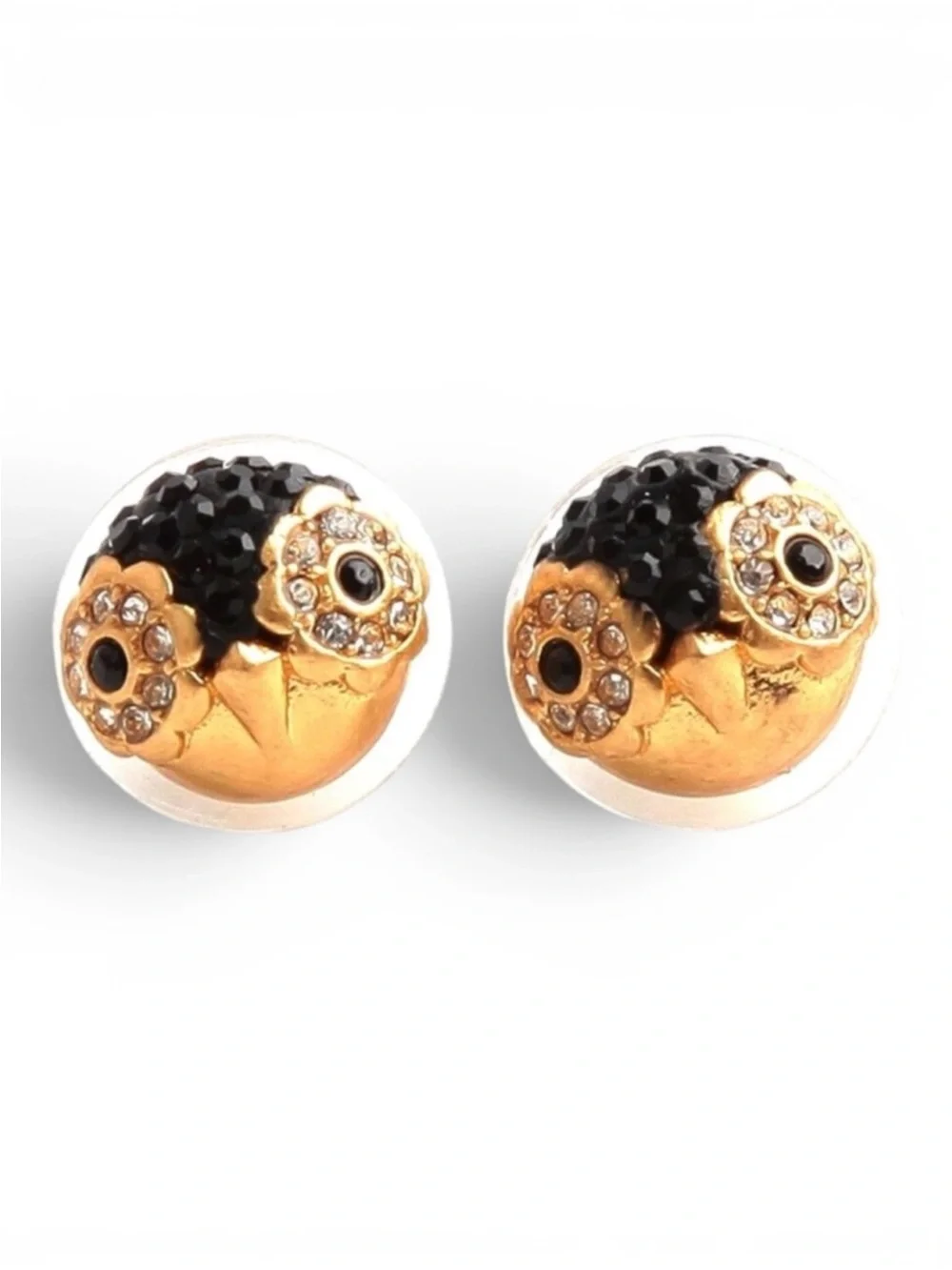 Kate Spade Dashing Beauty Penguin Stud Earrings NWT Gold Black CZ